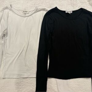 White and Black Long Sleeve Tops